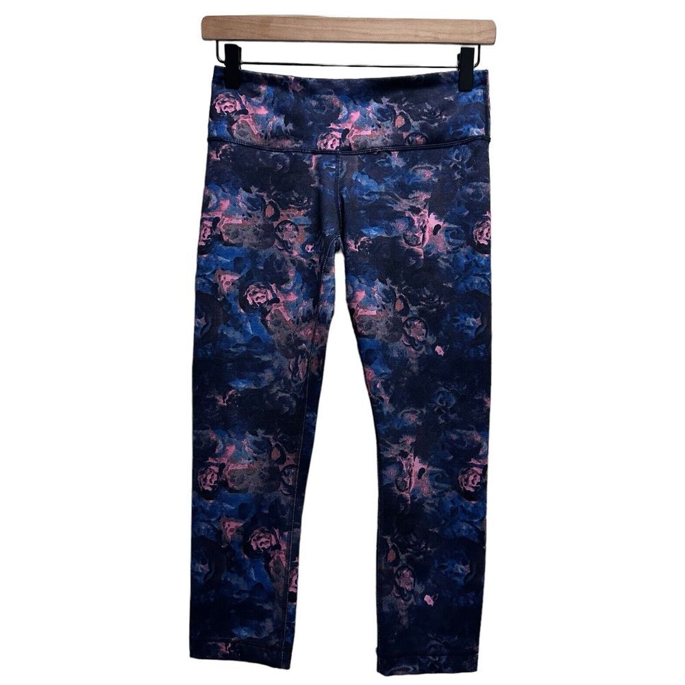Lululemon Women's‎ 6 Wunder Under Cropped Midrise 22" Leggings Pants Pink Floral